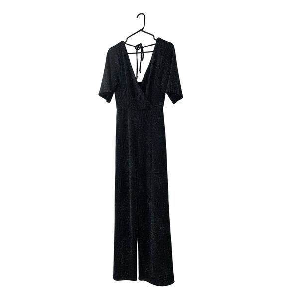 Altar’d State Black Shimmer Stretchy Jumpsuit Medium - Picture 1 of 4